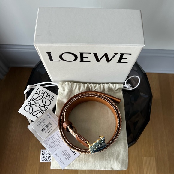 SOLD LOEWE Anagram Web Leather Buckle Belt - Picture 4 of 13
